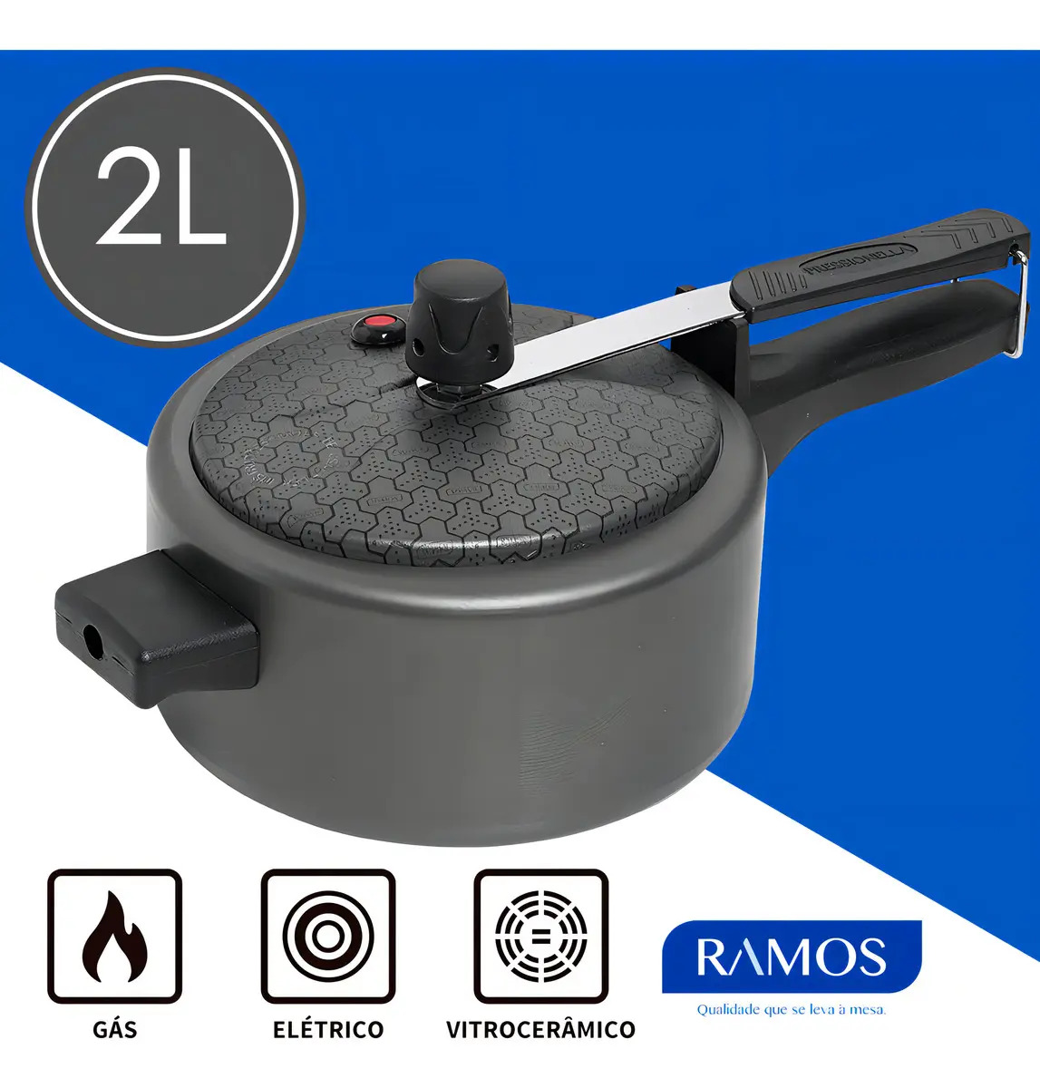 Imagem 1 de 7 de Panela De Pressão Antiaderente 2l Mini Pressionella Ramos Cor Grafite