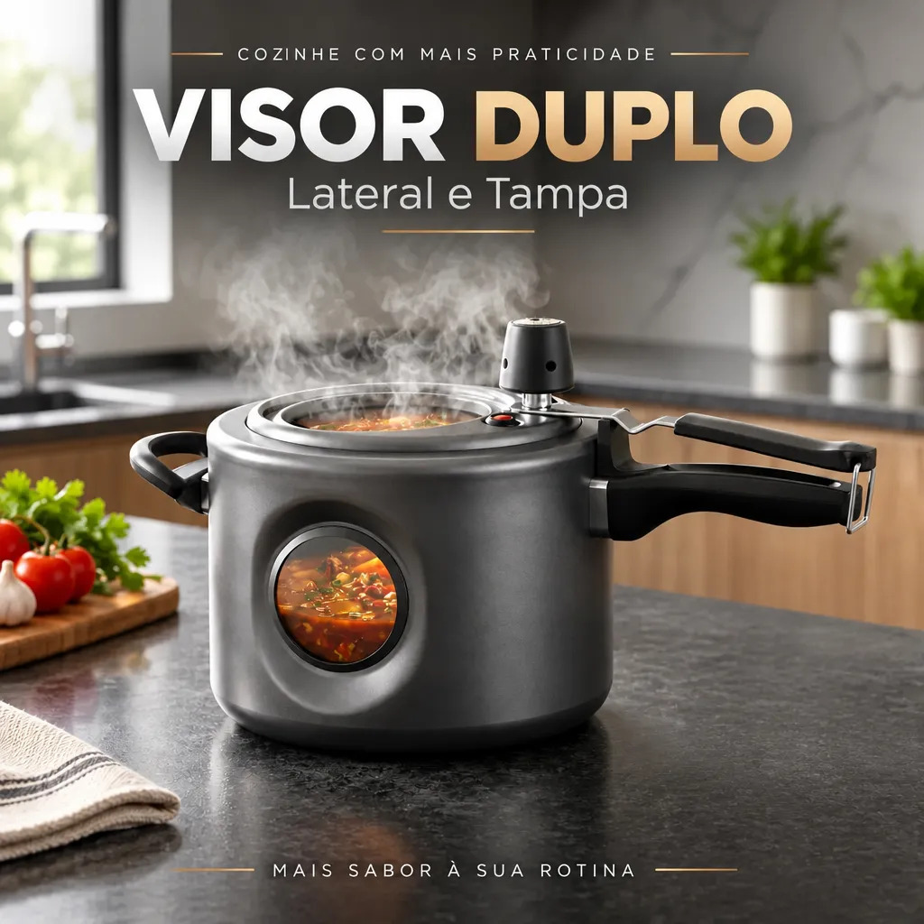 Imagem 1 de 9 de Panela De Pressão Antiaderente Mta Visor Duplo  4,5 L