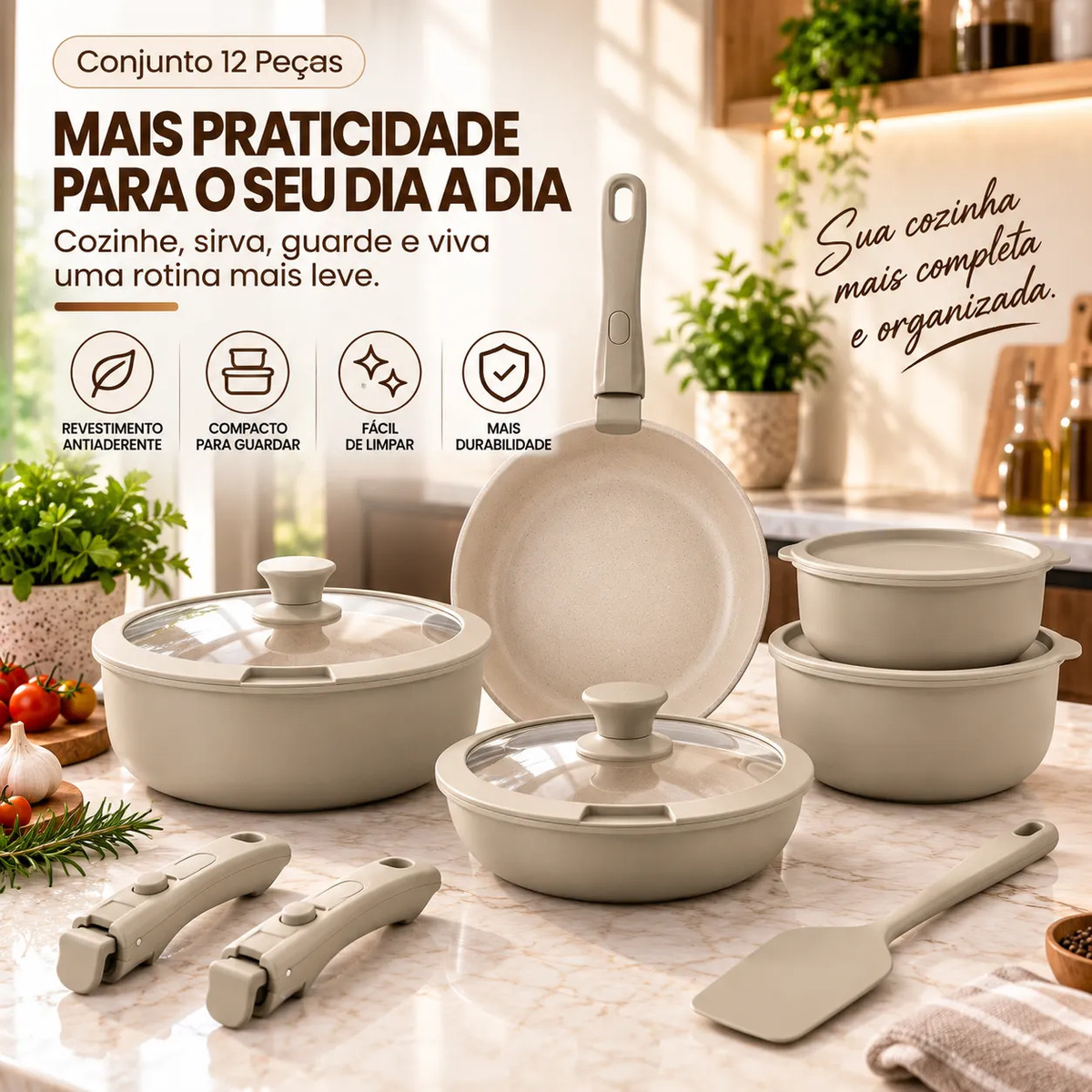 Imagem 1 de 10 de Conjunto Panelas Kit 12 Peças Premium Revestimento Cerâmica