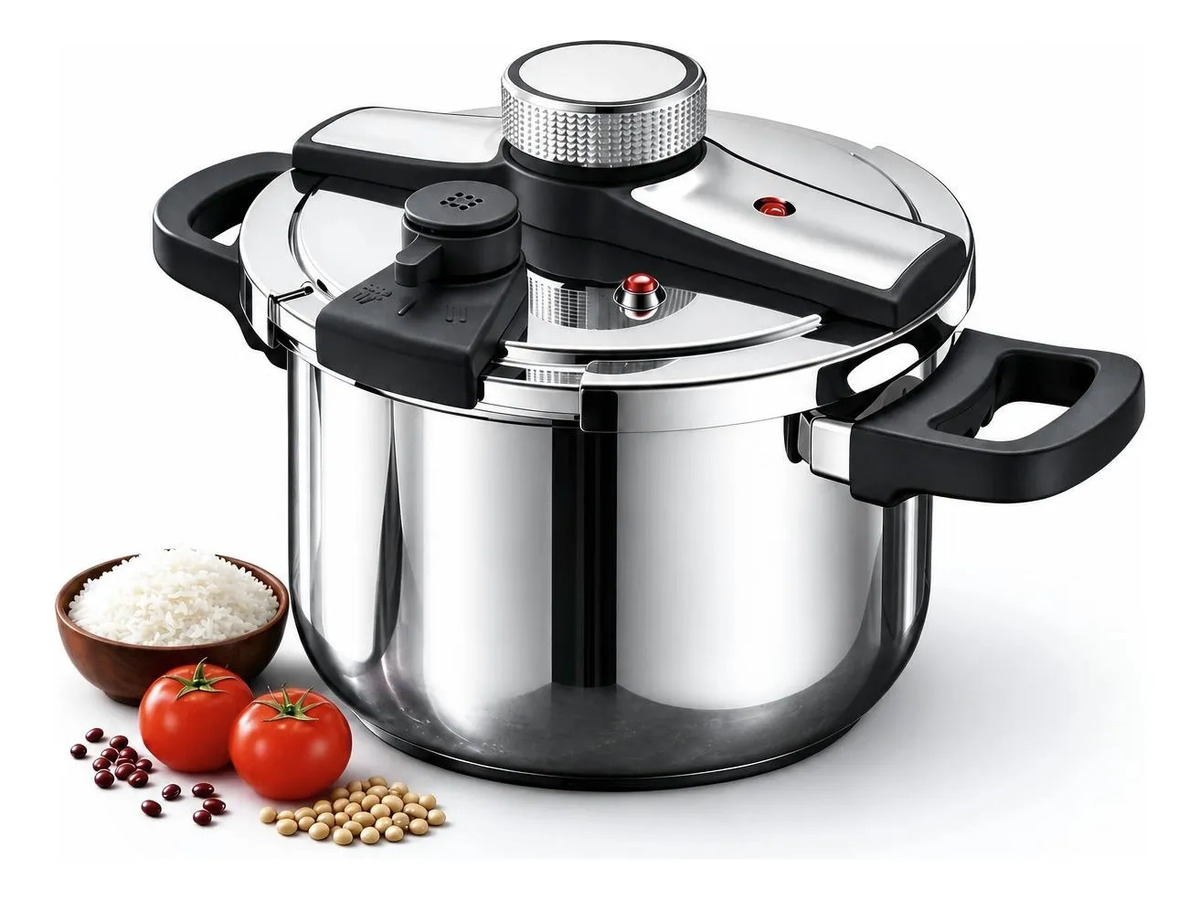 Imagem 1 de 12 de Panela De Pressão Em 4l Aço Inoxidável 24cm Configurações