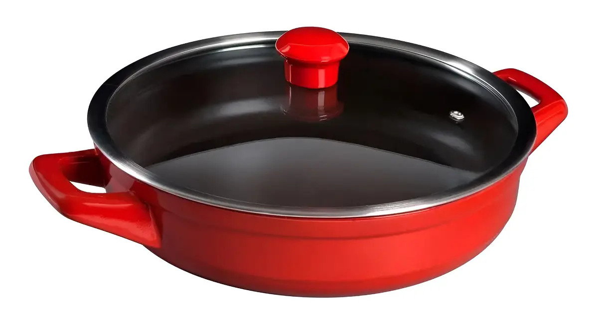 Imagem 1 de 6 de Caçarola Cerâmica Buffet Duo 28cm 2,5l Pomodoro Ceraflame Cor Vermelho