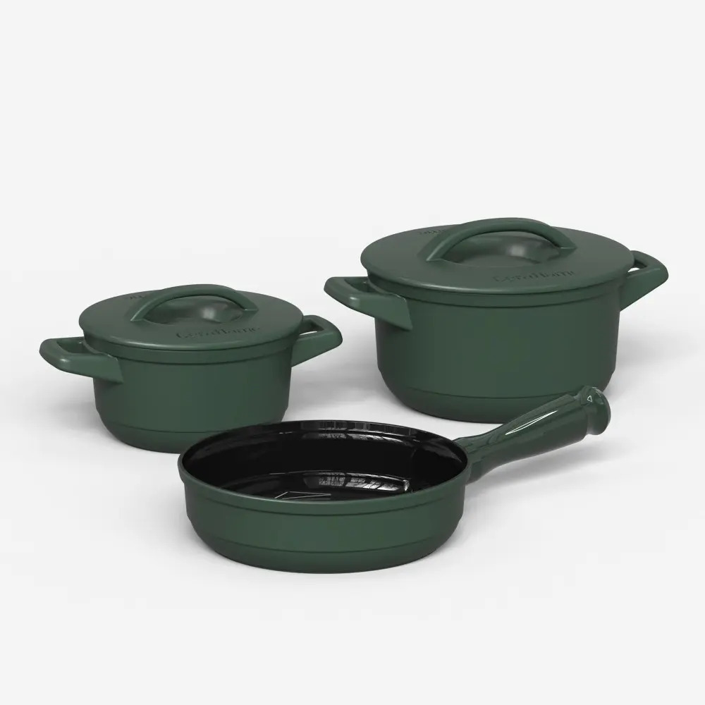 Imagem 1 de 3 de Jogo De Panelas Duo Matte Cerâmica 3 Pcs Ceraflame