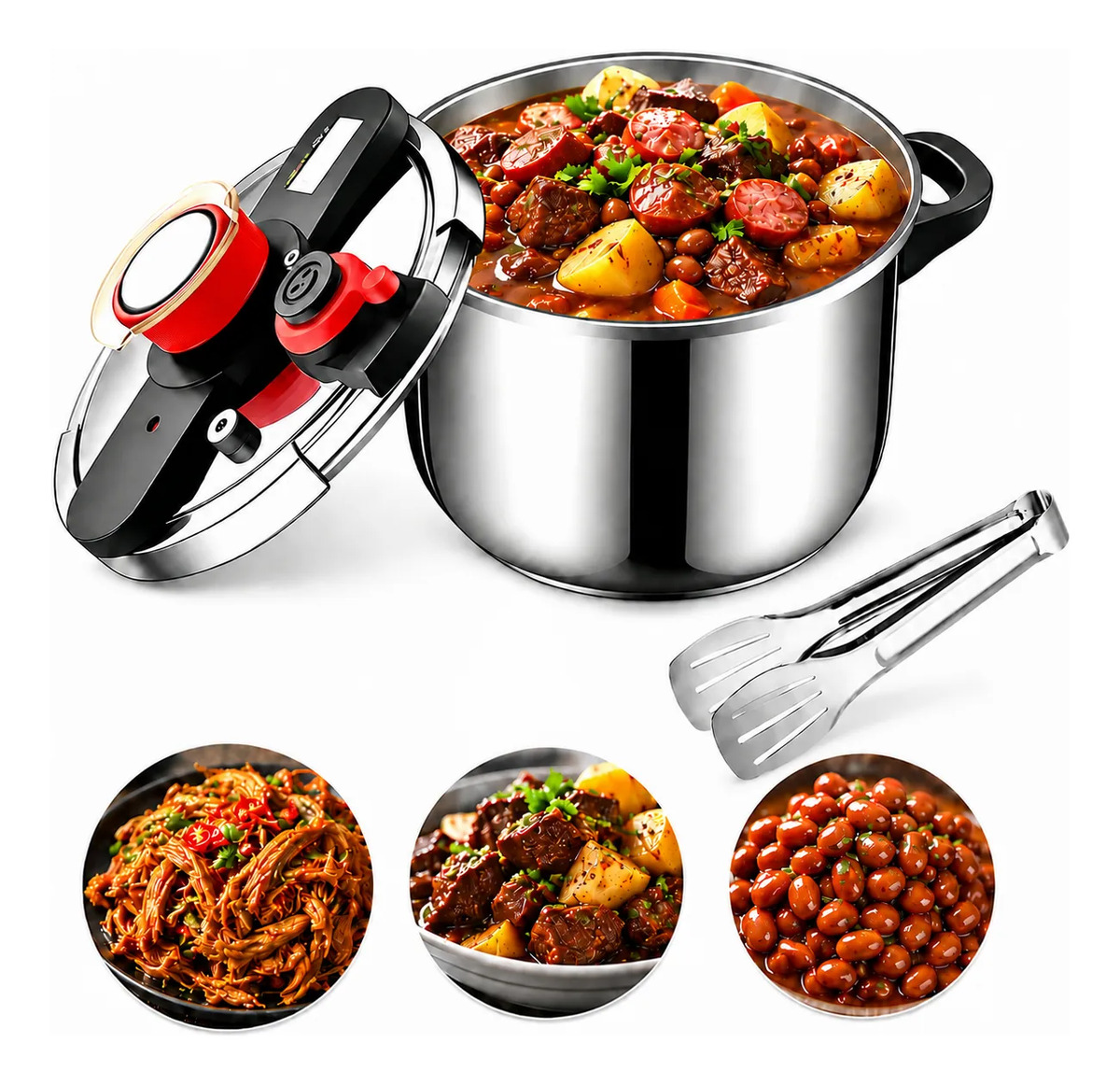 Imagem 1 de 8 de Panela Pressão Inox 6l Compatível Fogão Gás E Indução